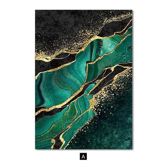 Modern Golden Green Marble Canvas Prints