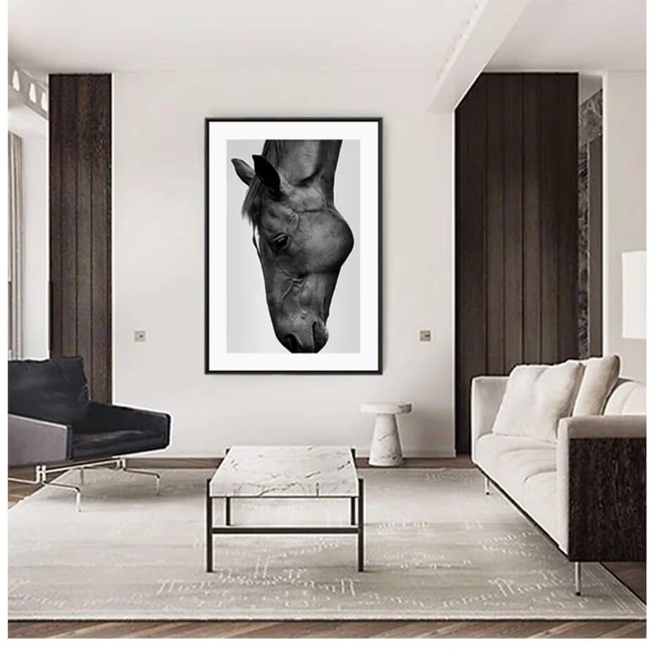 Modern Horse Black and White Canvas Print