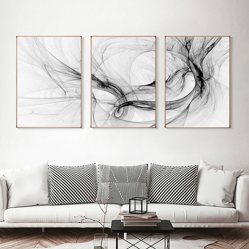 Minimalist Black White Ink Abstract Canvas Prints