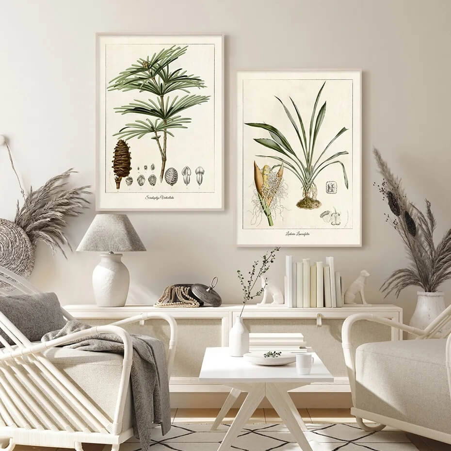 Modern Tropical Nordic Plants Leaves Wall Art