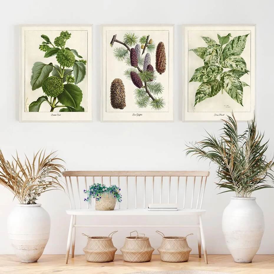 Modern Tropical Nordic Plants Leaves Wall Art