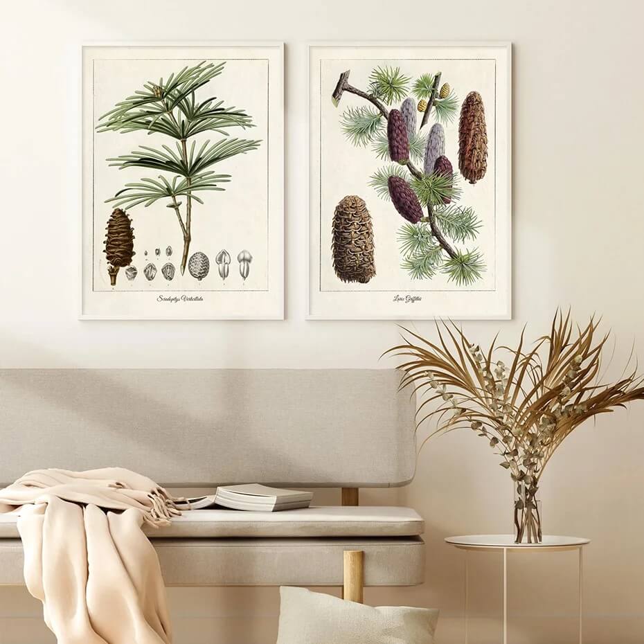 Modern Tropical Nordic Plants Leaves Wall Art
