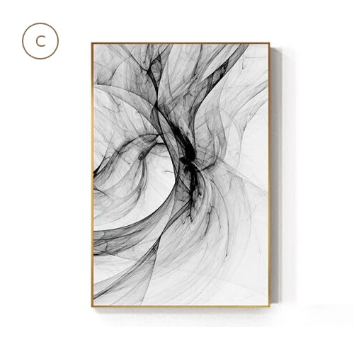 Minimalist Black White Ink Abstract Canvas Prints