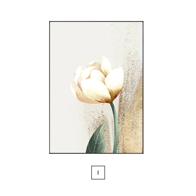 Golden Yellow Scandinavian Flower Wall Art