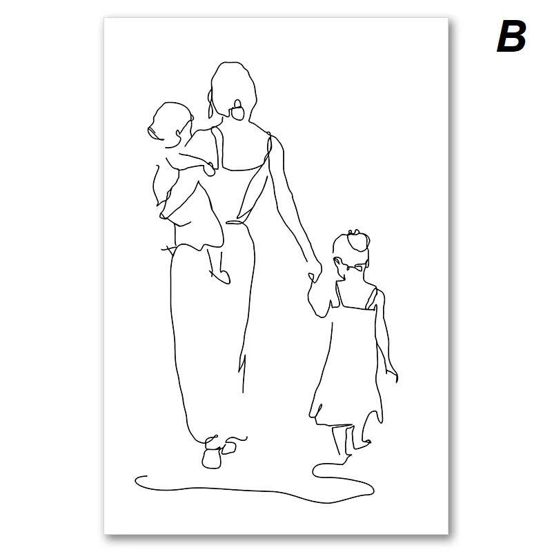 Mother And Daughter Son Wall Art Canvas Print