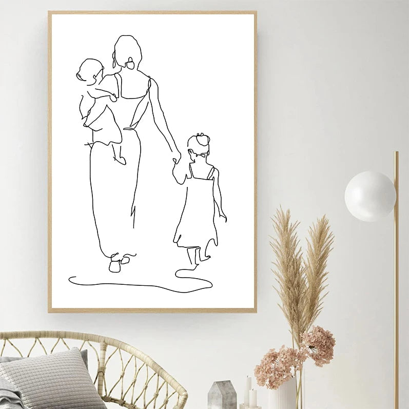 Mother And Daughter Son Wall Art Canvas Print
