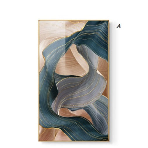 Jade and Gray Ribbon Abstract Canvas Print
