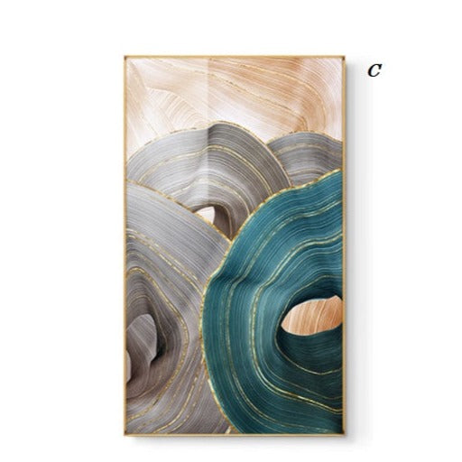 Jade and Gray Ribbon Abstract Canvas Print