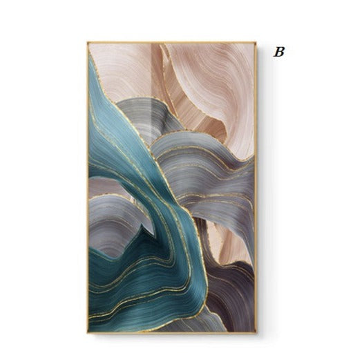 Jade and Gray Ribbon Abstract Canvas Print