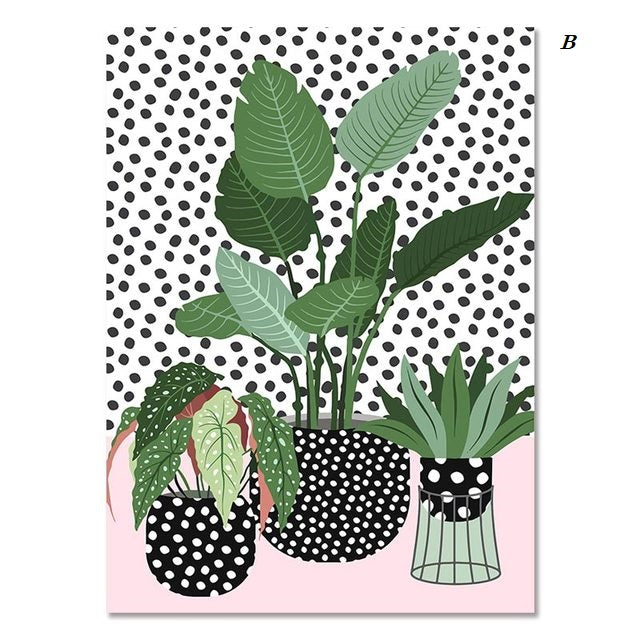 Minimalist Garden Plants in the Pot Canvas Prints