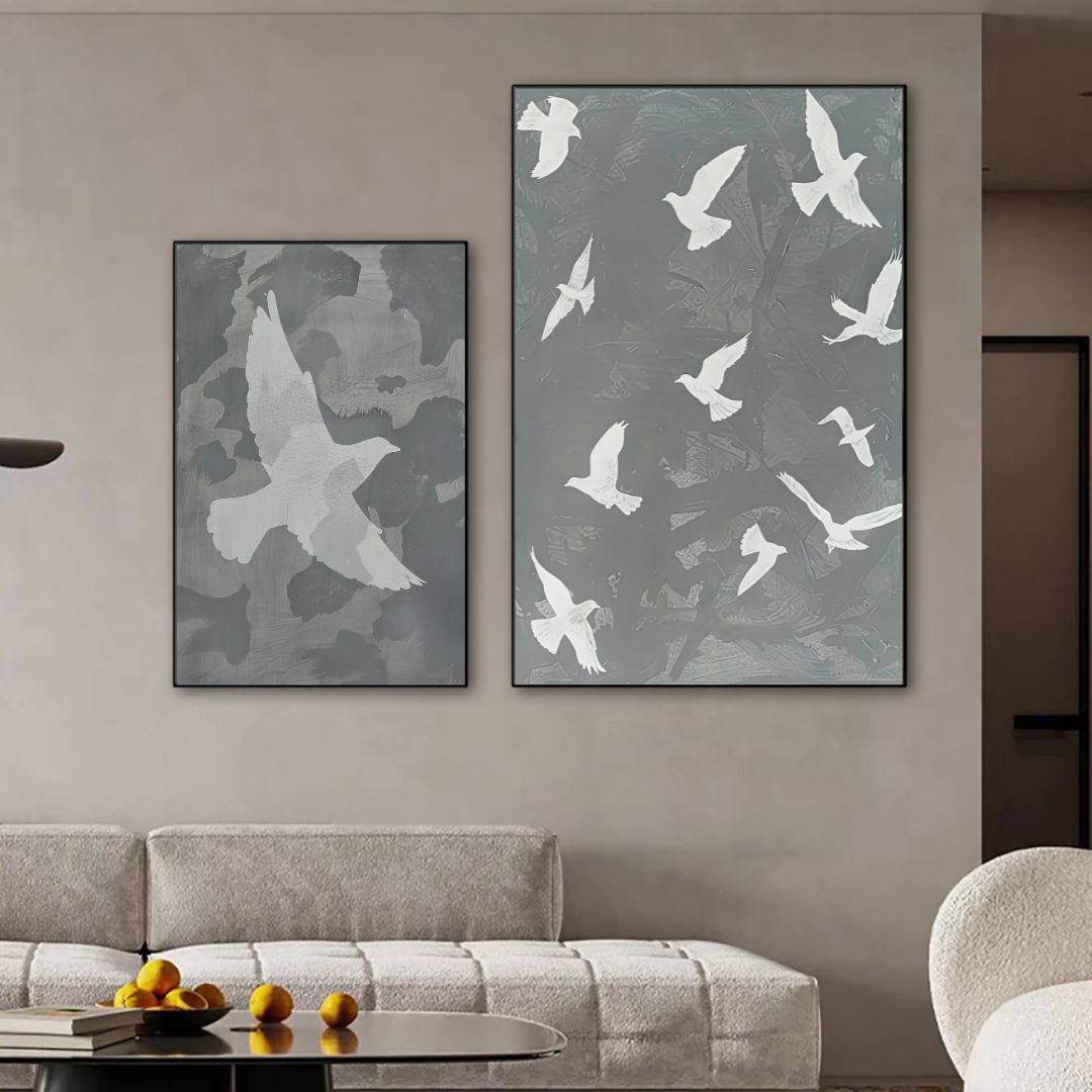 Japandi Neutral Tones Dove Grey Canvas Print Wall Art