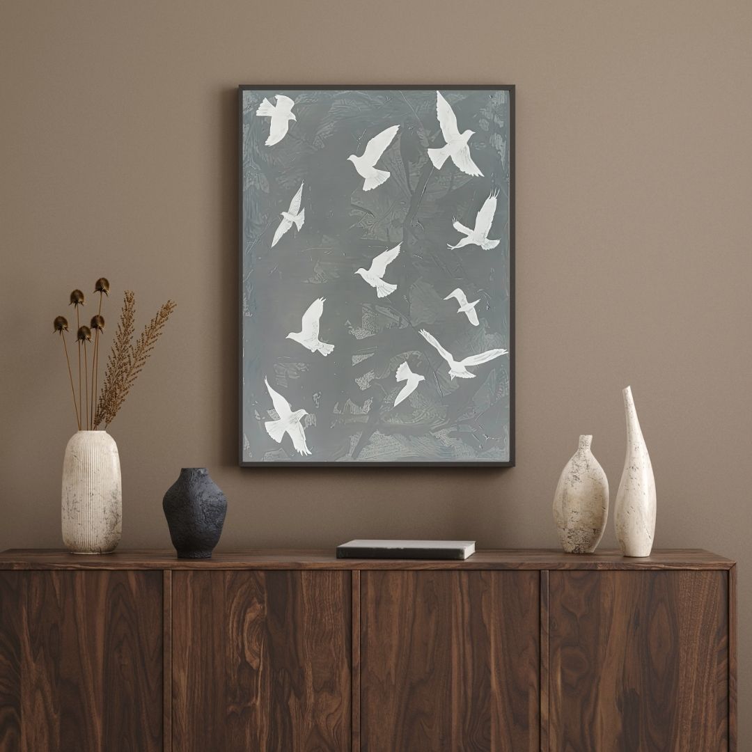 Japandi Neutral Tones Dove Grey Canvas Print Wall Art