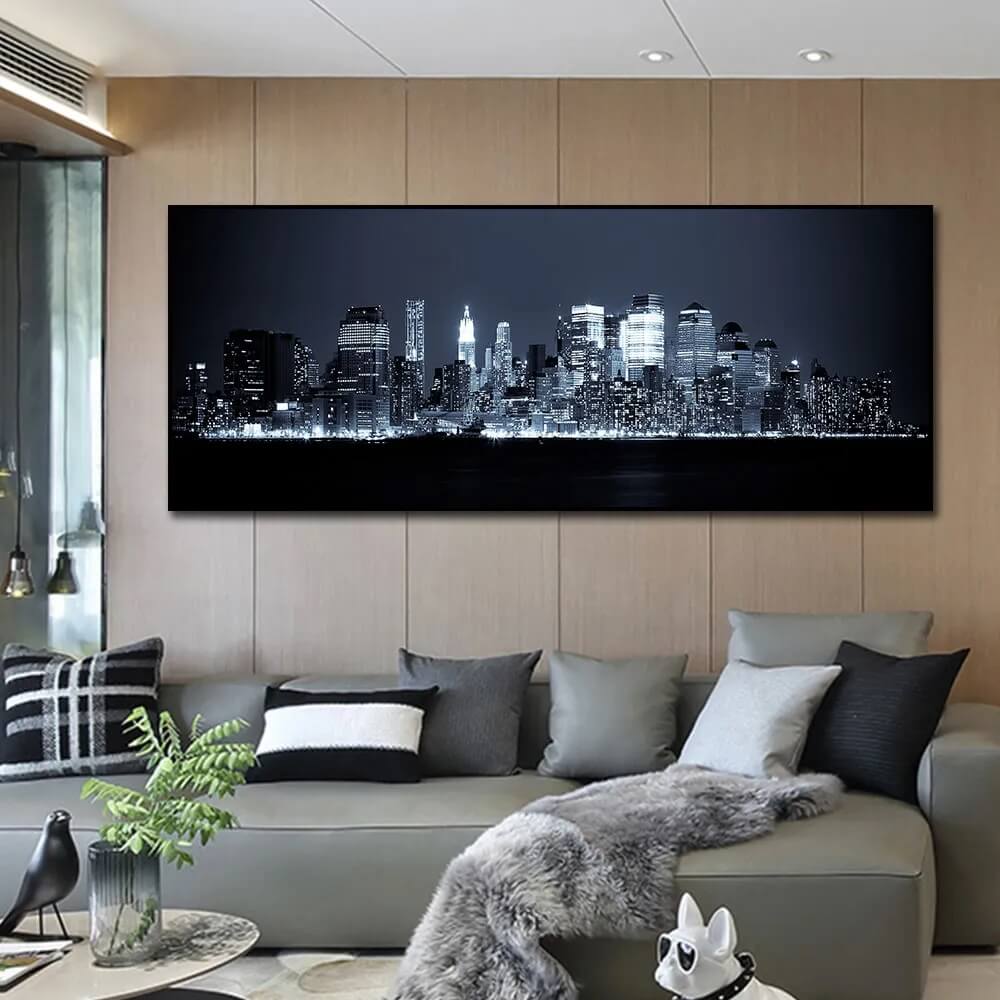 New York Night City Large Canvas Print