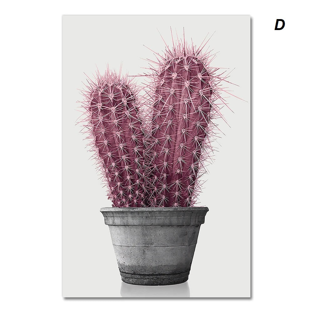 Nordic Minimalist Pink Pineapple Cactus Canvas Print
