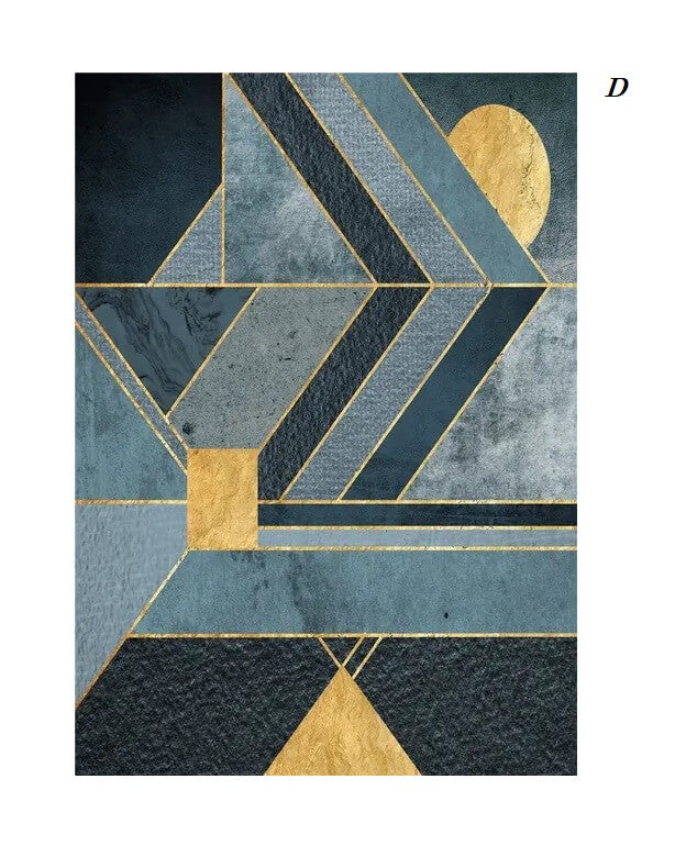 Nordic Abstract Golden Line Geometric Wall Art