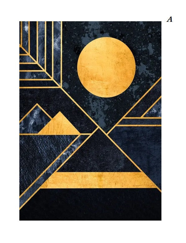 Nordic Abstract Golden Line Geometric Wall Art