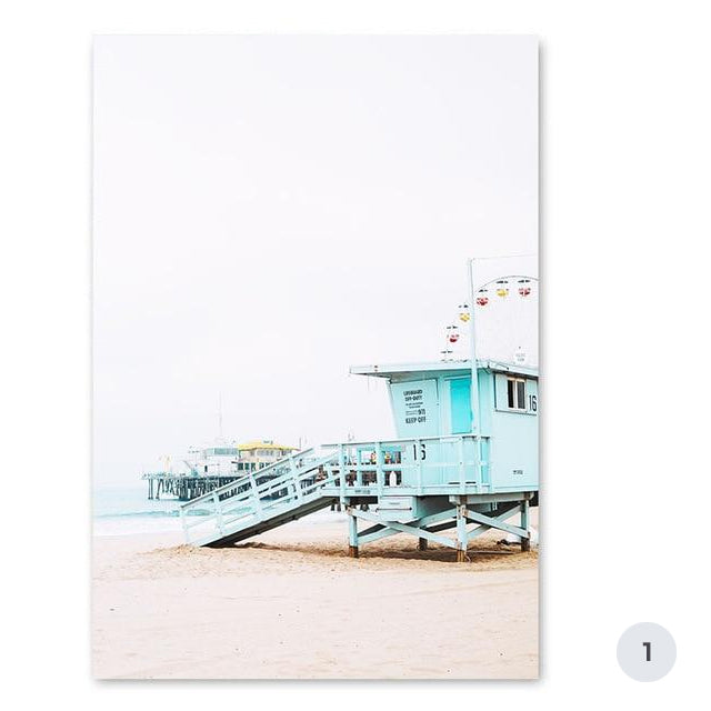 Ocean Landscape Pink Campervan Travel Getaway Canvas Prints