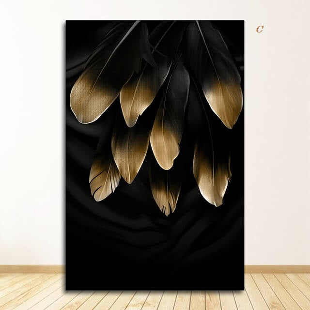 Golden Leaves Abstract Tropical Canvas Prints