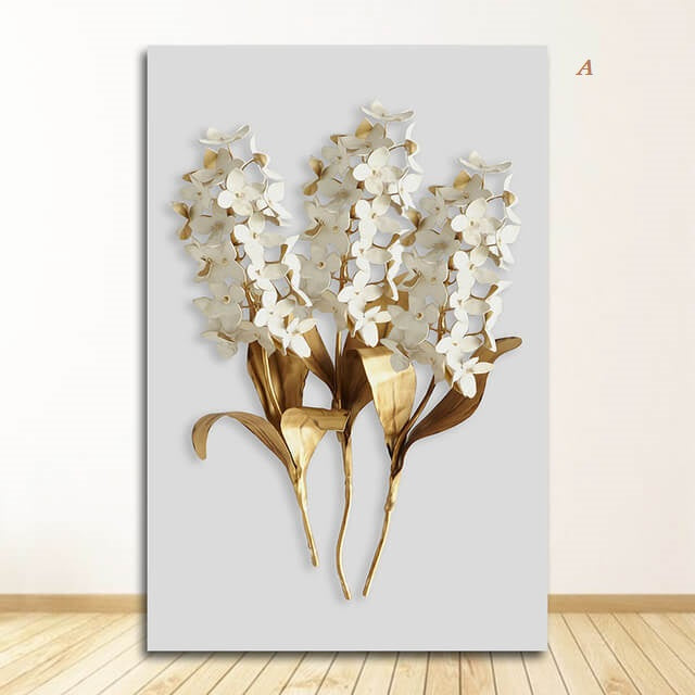 Golden Leaves Abstract Tropical Canvas Prints