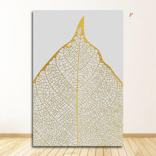 Golden Leaves Abstract Tropical Canvas Prints