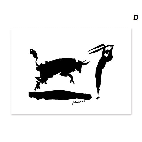 Pablo Picasso Minimalist Black White Corrida Canvas Print