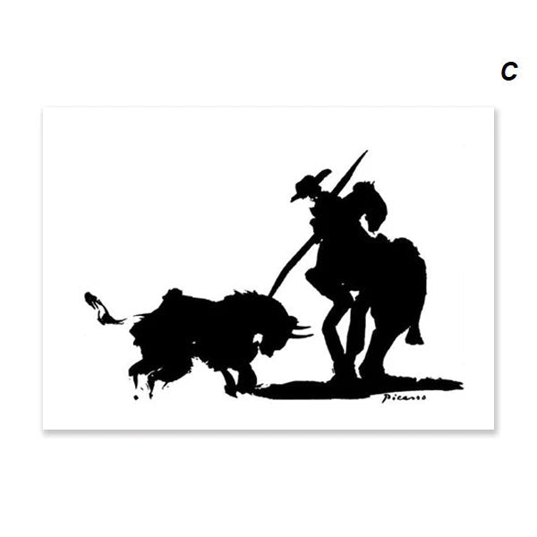 Pablo Picasso Minimalist Black White Corrida Canvas Print