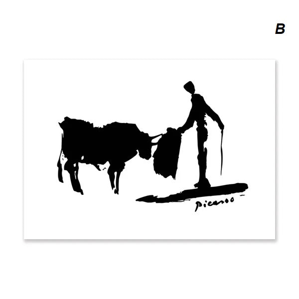 Pablo Picasso Minimalist Black White Corrida Canvas Print