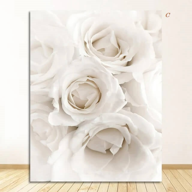 Peony Roses White Flowers Canvas Prints
