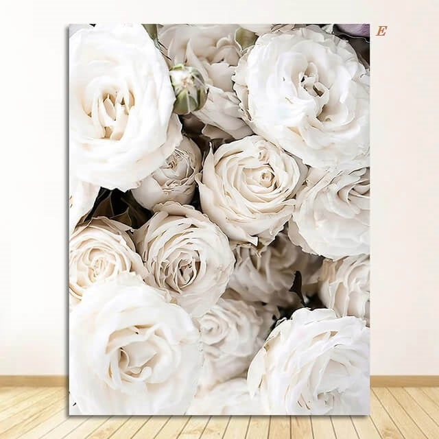 Peony Roses White Flowers Canvas Prints
