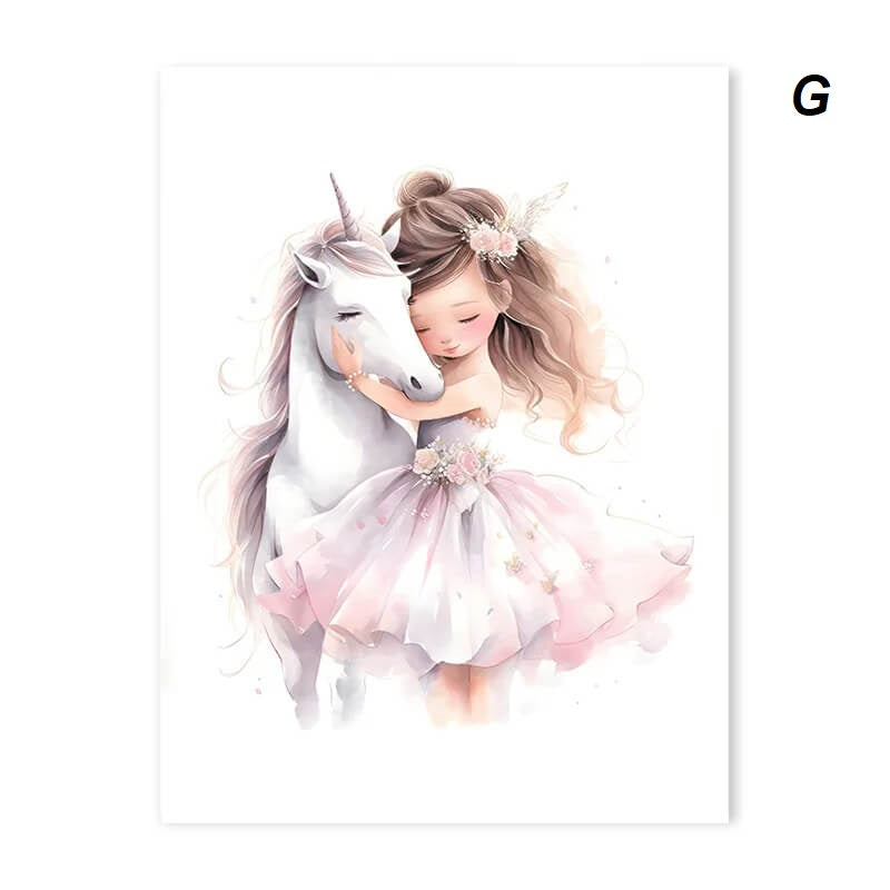 Pink Ballerina Little Girl Unicorn Butterfly Canvas Prints