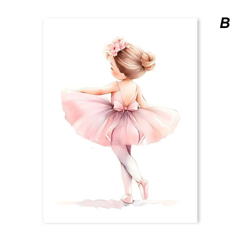 Pink Ballerina Little Girl Unicorn Butterfly Canvas Prints