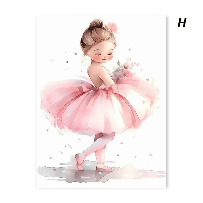 Pink Ballerina Little Girl Unicorn Butterfly Canvas Prints