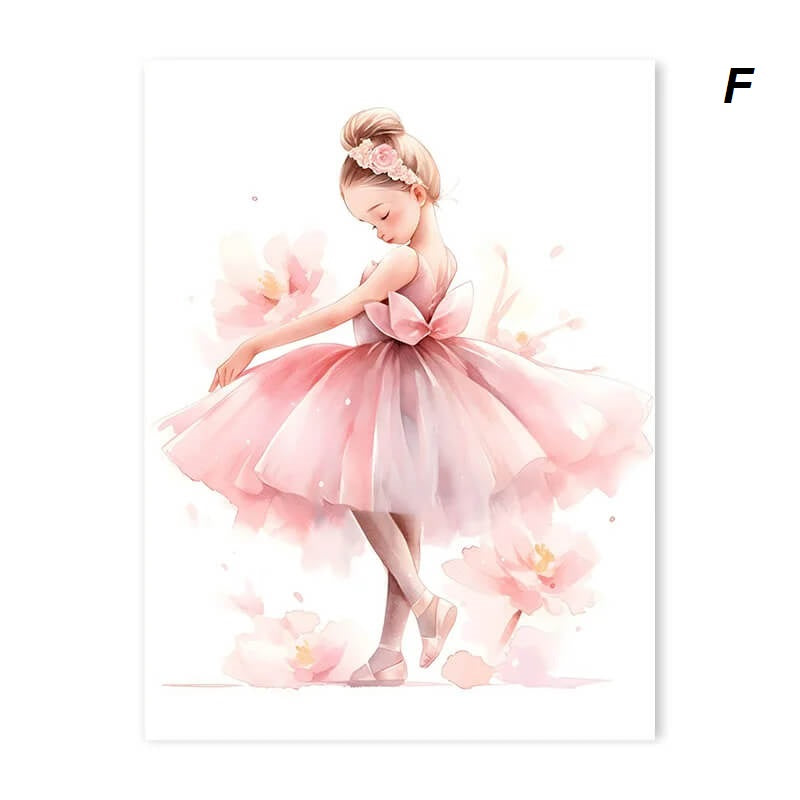 Pink Ballerina Little Girl Unicorn Butterfly Canvas Prints