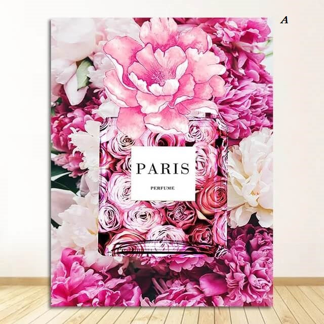 Pink Flowers Paris Fashion Canvas Prints