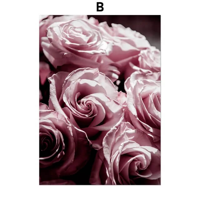 Pink Peony Rose Leaves Canvas Prints