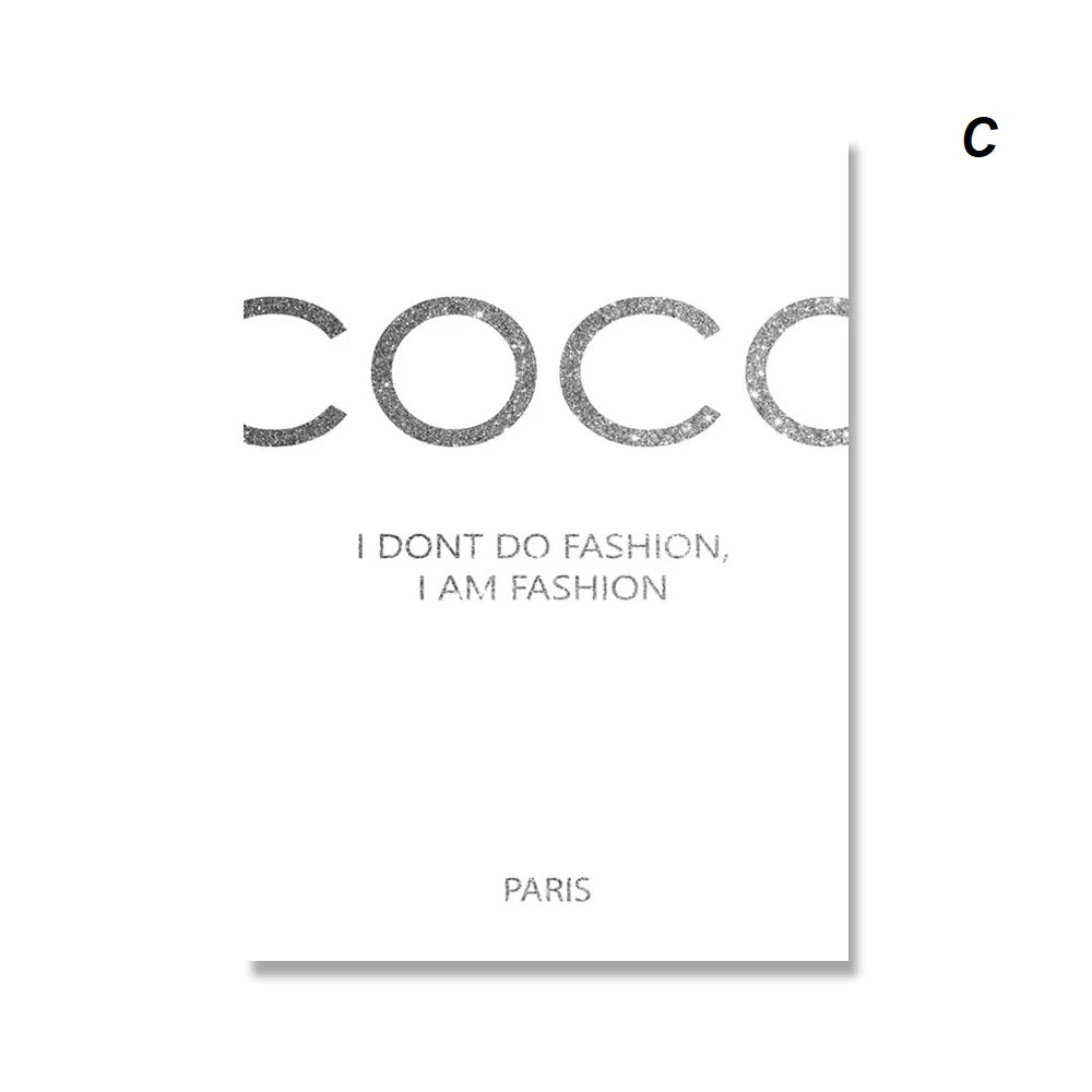 Pink Lips Perfume Motivational Coco Chanel Quotes Wall Art