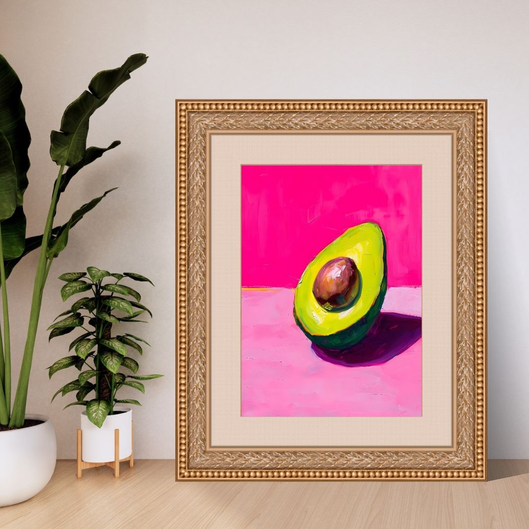 Pop Art Avocado Bold Pink Kitchen Wall Art Canvas Print Decor