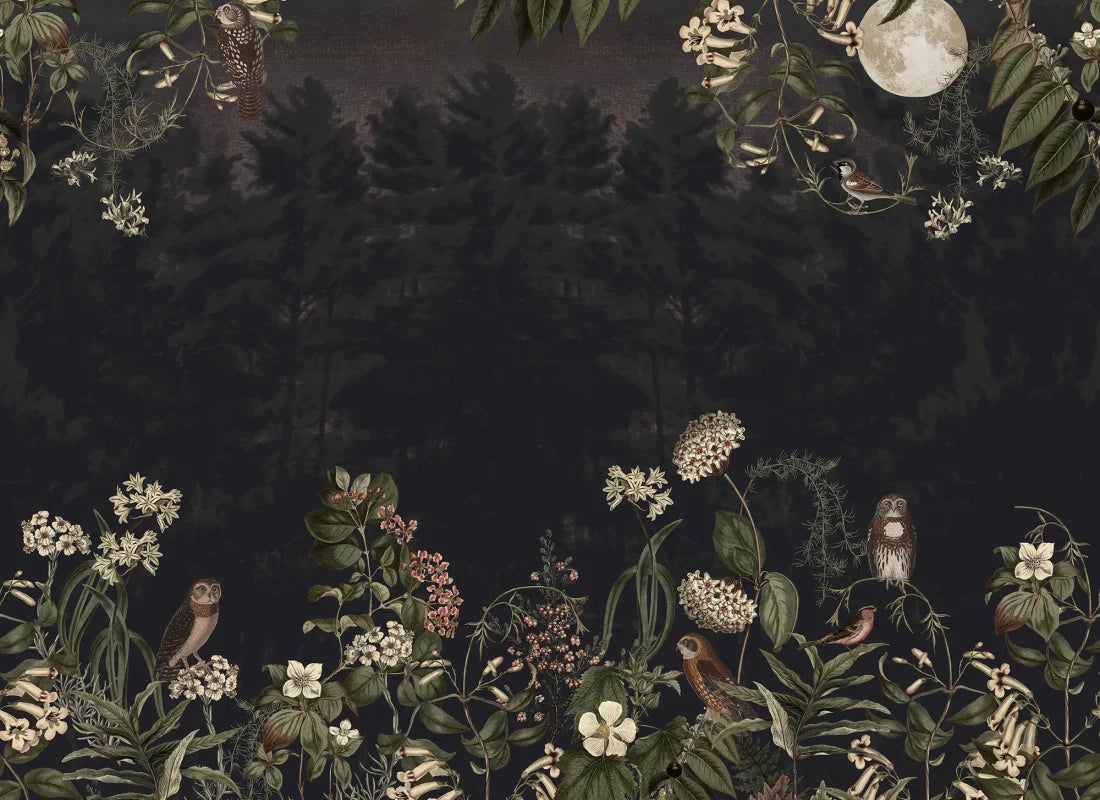 Owl Forest Night Wallpaper Mural (SqM)