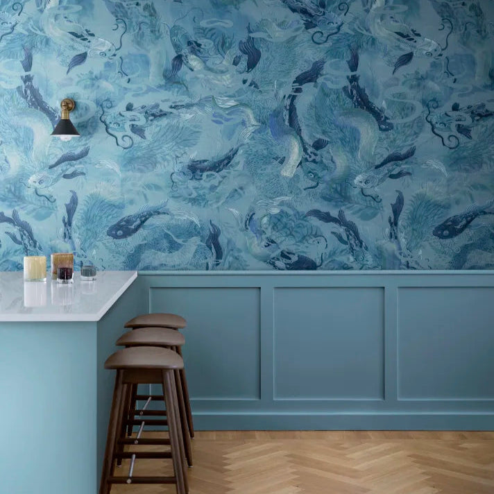 Atlantis Fish Blue Wallpaper Mural (SqM)