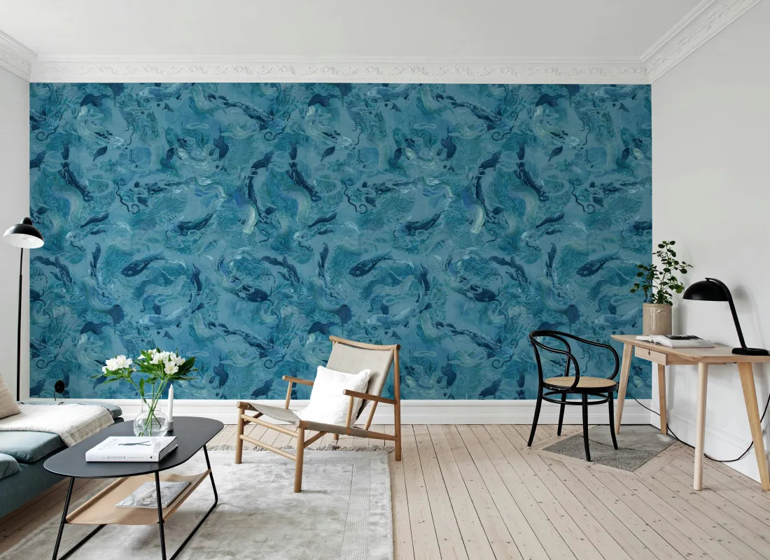 Atlantis Fish Blue Wallpaper Mural (SqM)