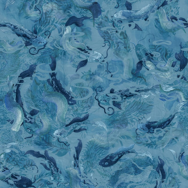 Atlantis Fish Blue Wallpaper Mural (SqM)