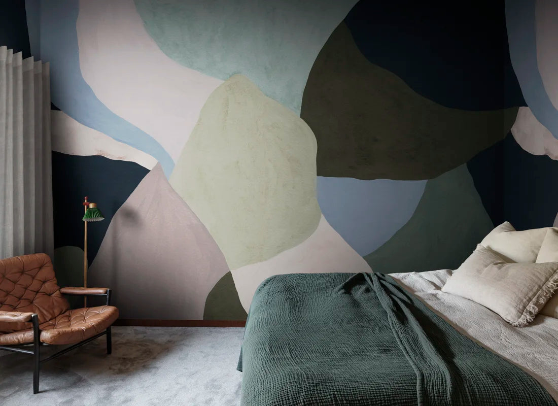 Abstract Fields Pink & Blue Wallpaper Mural (SqM)