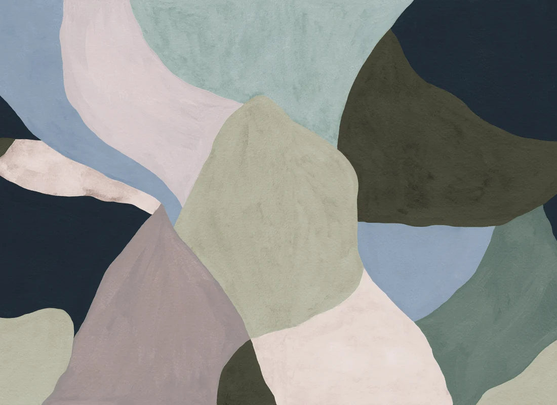 Abstract Fields Pink & Blue Wallpaper Mural (SqM)