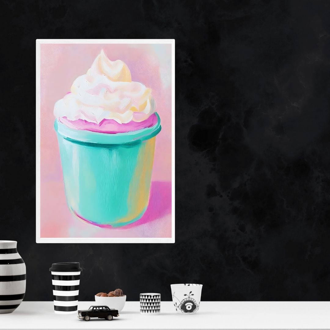 Retro Ice Cream Chilli Food Eclectic Kitchen Pink Wall Art