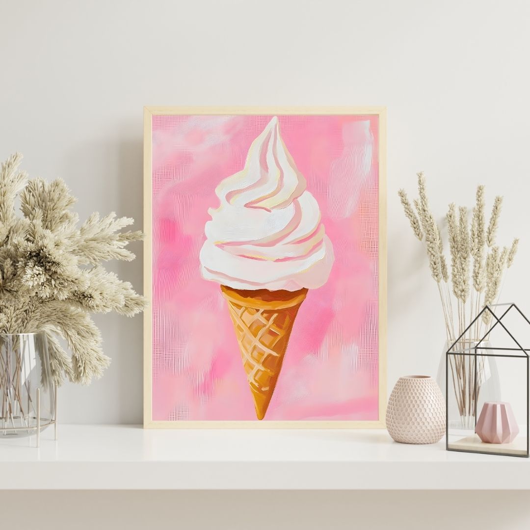 Retro Ice Cream Chilli Food Eclectic Kitchen Pink Wall Art