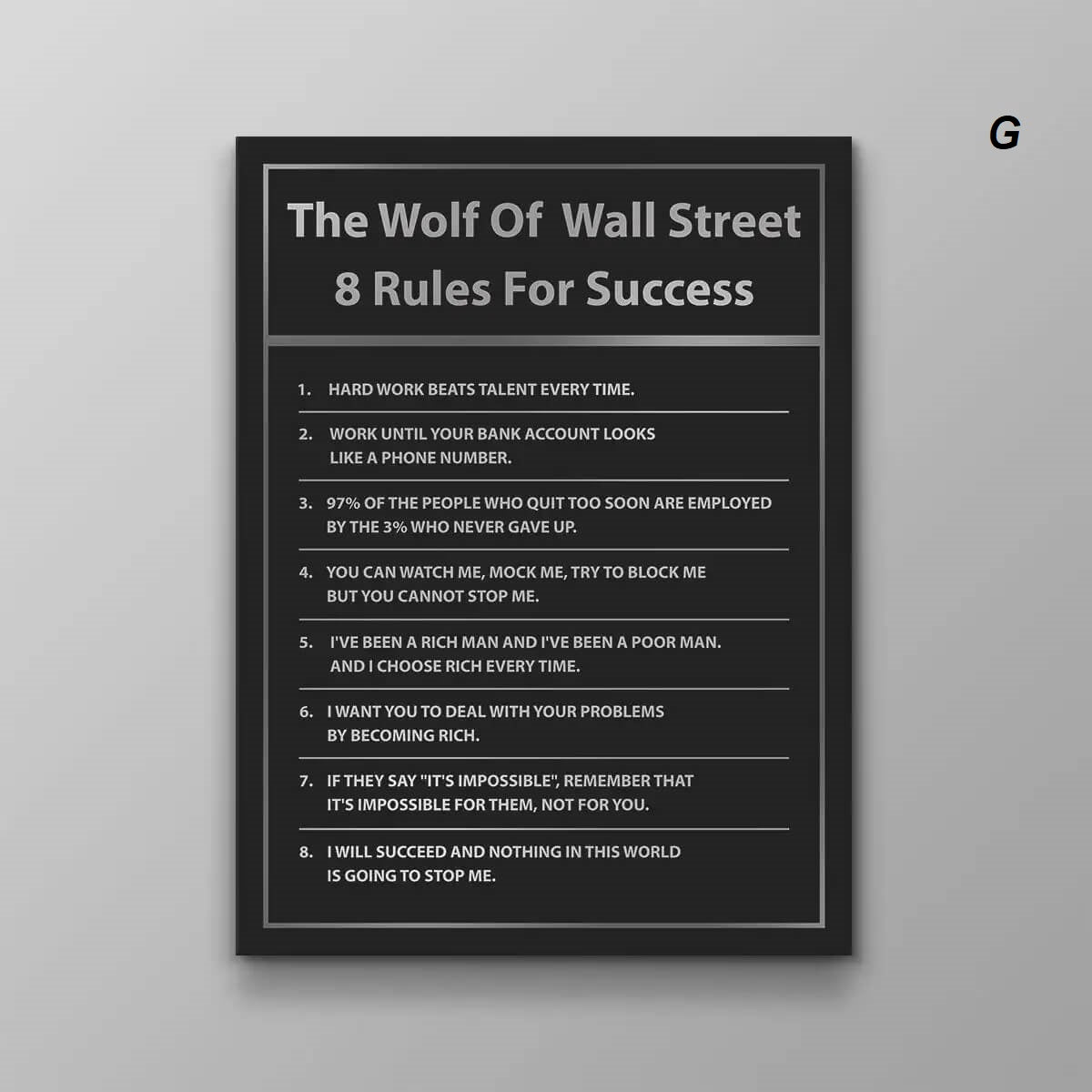 Rules of Money Motivational Quotes Wall Art
