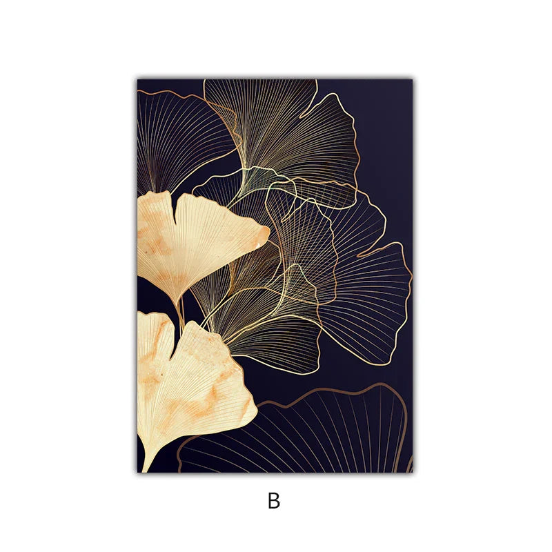 Botanical Tropical Blue Ginkgo Leaves Wall Art Canvas Prints