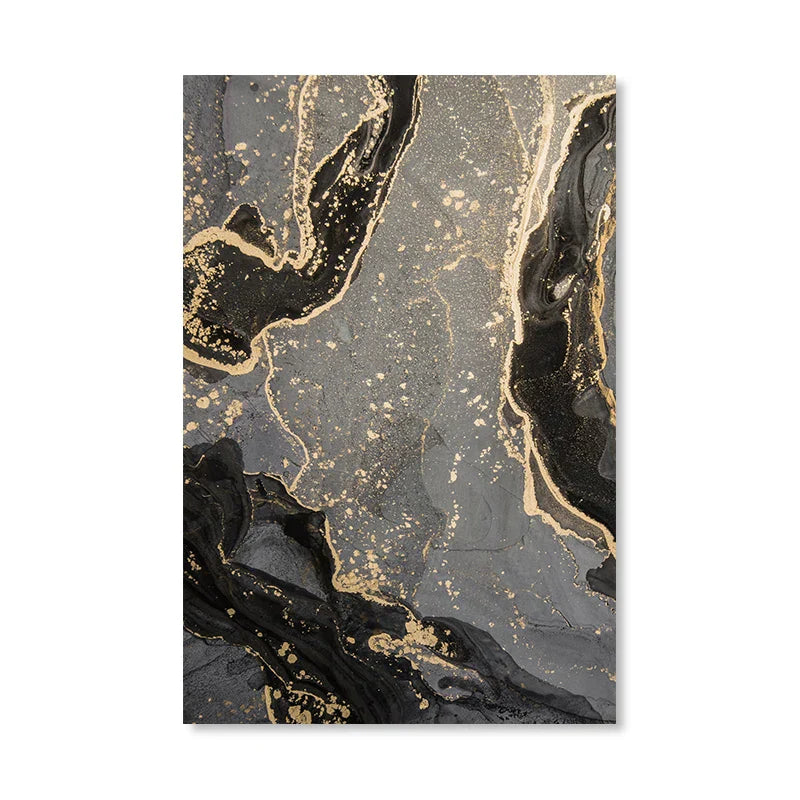 Abstract Black Gray Liquid Marble Print Wall Art