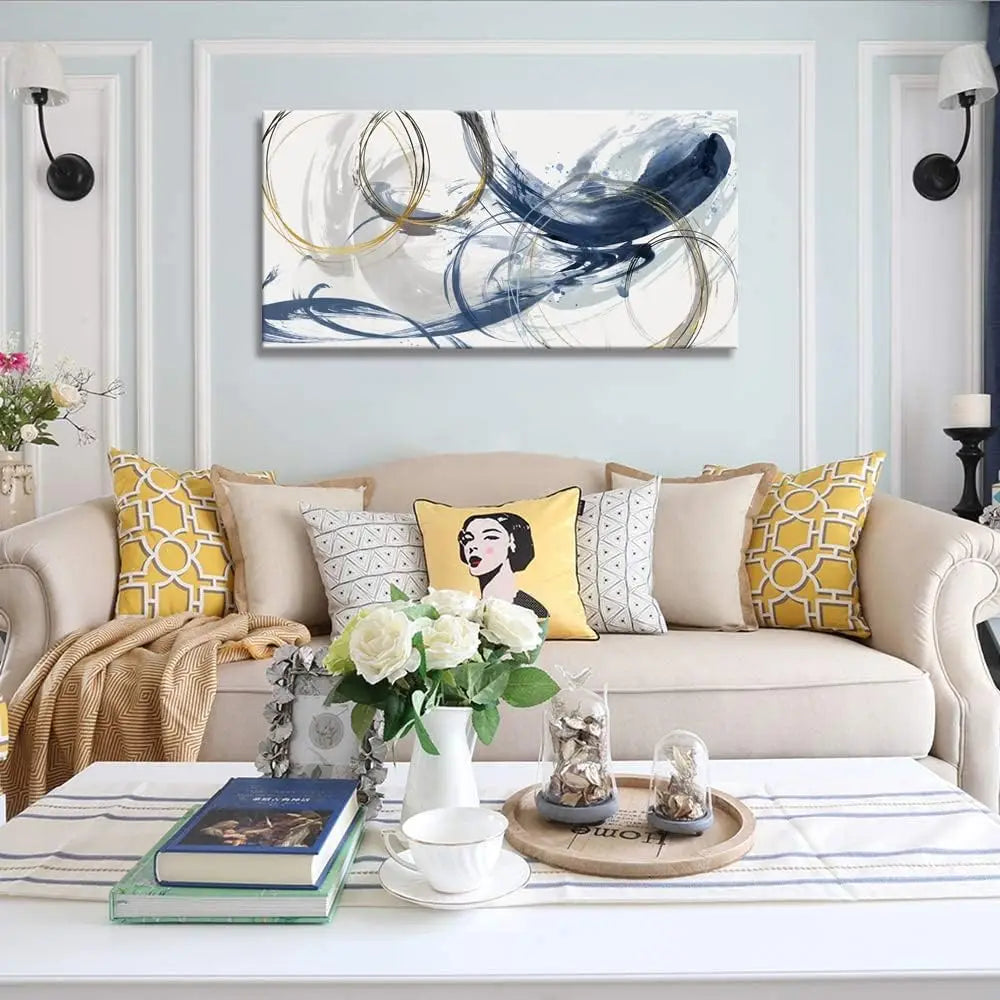 Abstract Golden Green Flowing Wall Art Canvas Prints