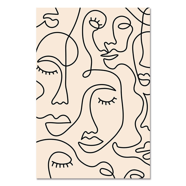 Abstract Single Face Line Art Canvas Prints